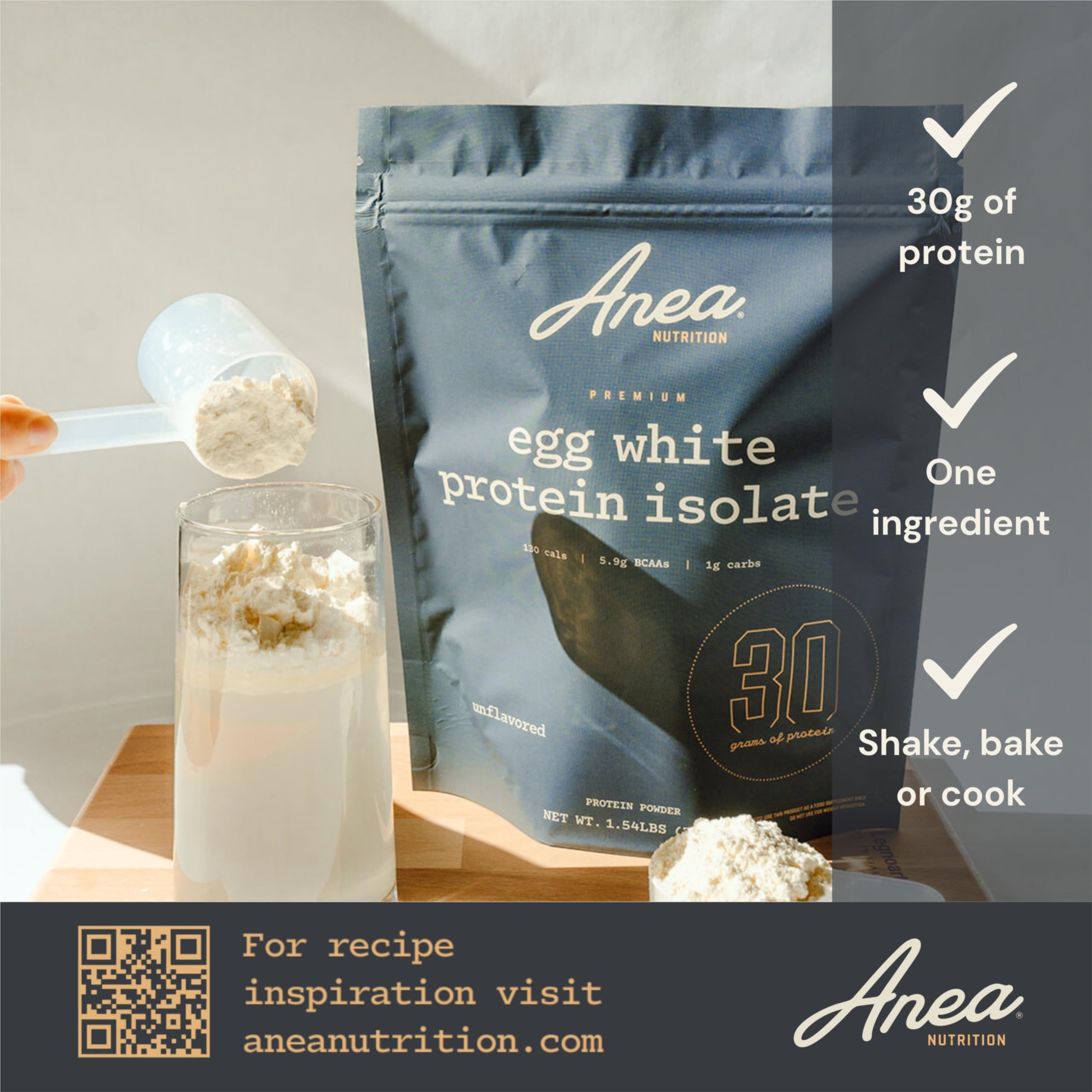 Anea Egg White Protein Isolate smooth mix: quick shake with clean macros.