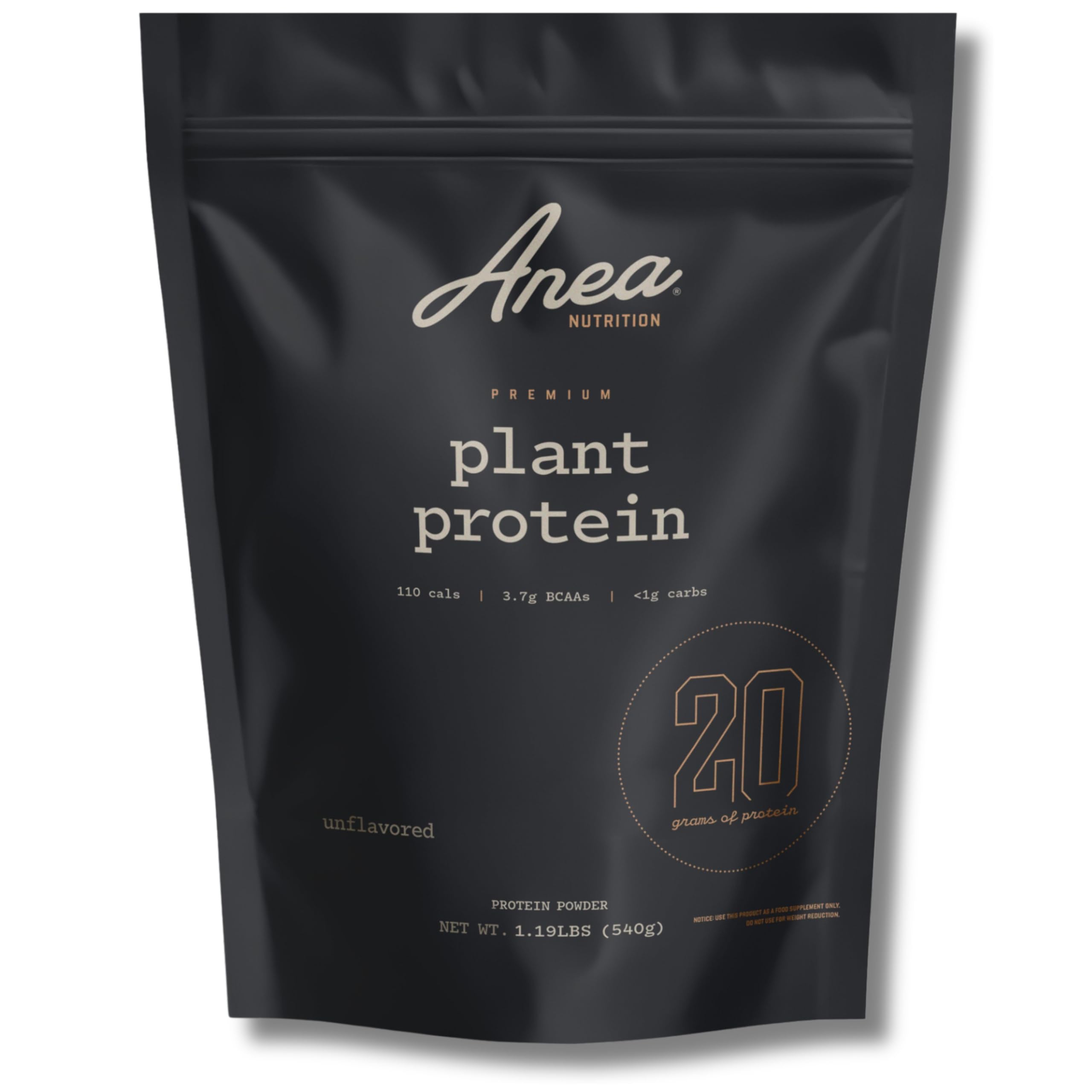Anea Plant Protein unflavored tub, a neutral vegan protein base for smoothies.