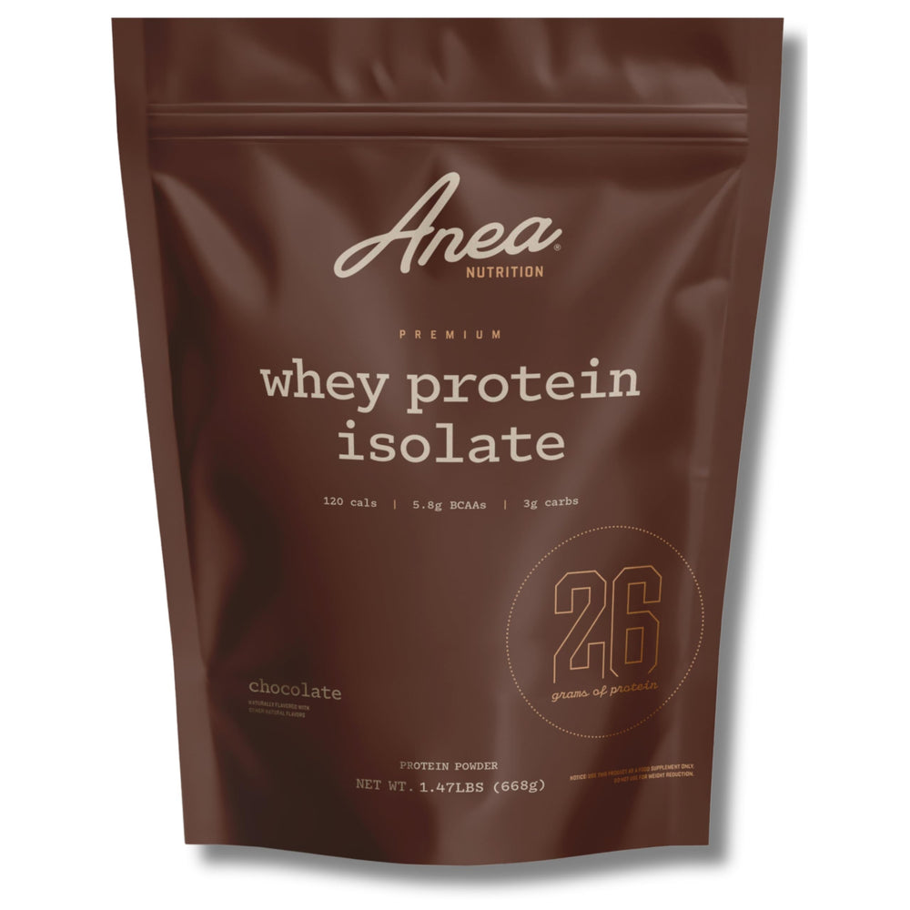 Anea Nutrition whey protein isolate chocolate scoop highlights clean post-workout fuel