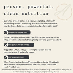 Close-up of Anea label on Mint Chocolate Chip protein container highlighting standards