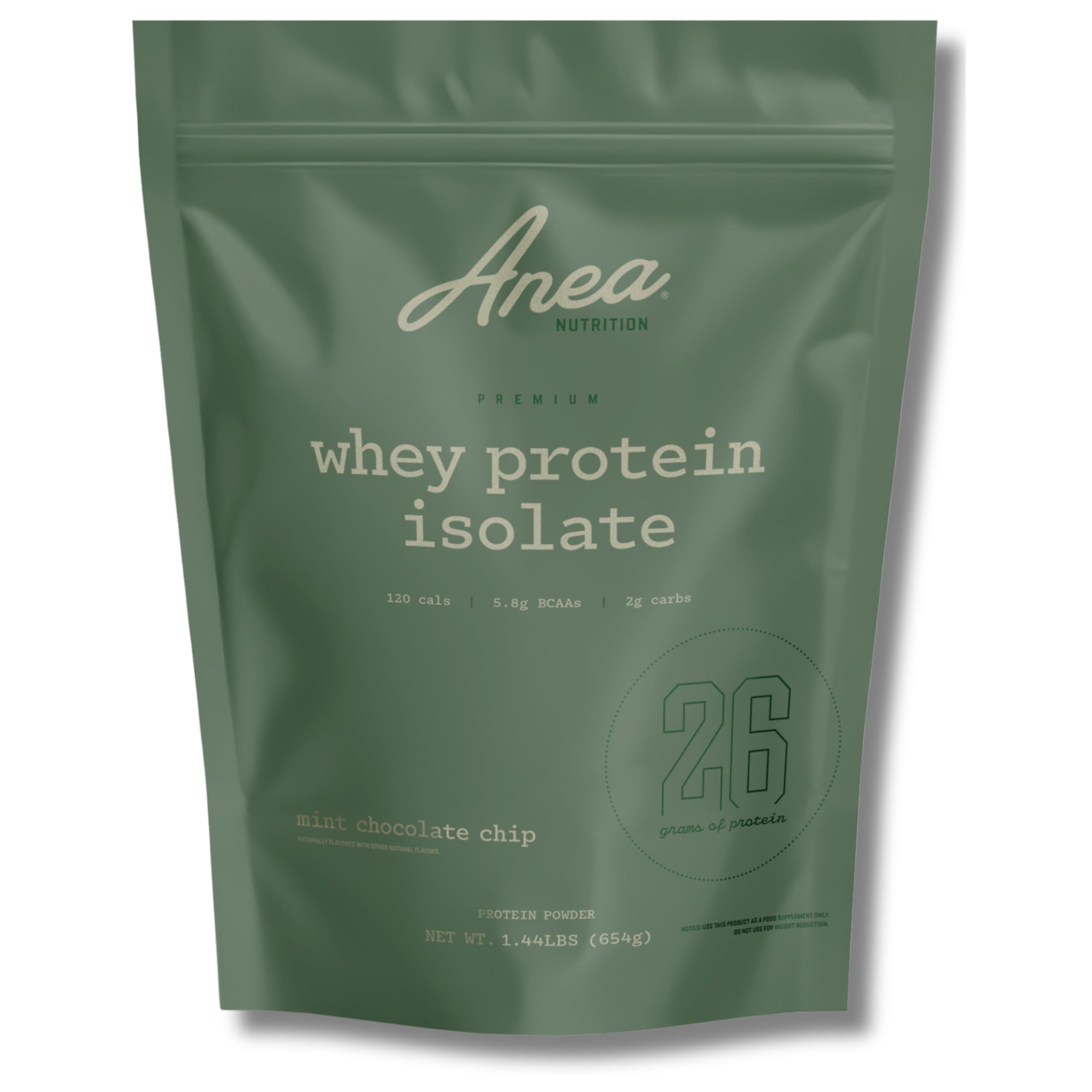 Anea Whey Protein Isolate Mint Chocolate Chip scoop boosts post-workout recovery with clean protein