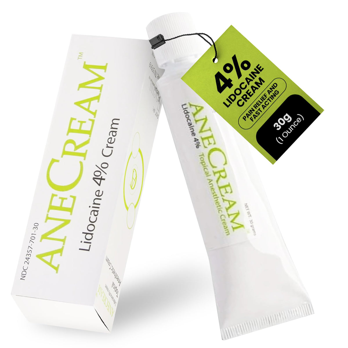 AneCream Focus Health front view of the 30 g tube showing portable relief.