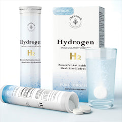 ANEVYRAQ hydrogen tablets in a bottle delivering up to 8 PPM for daily hydration.