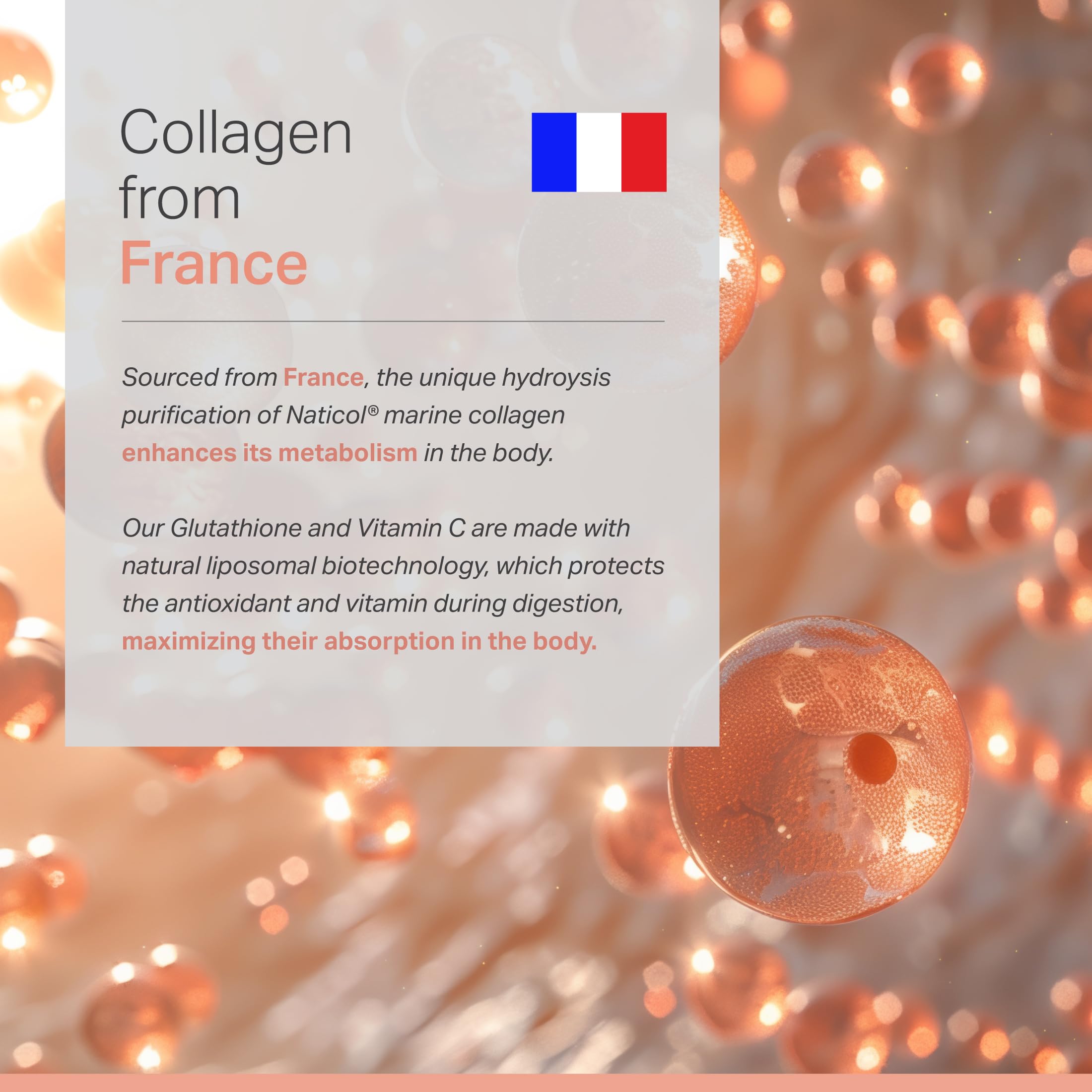 Anew Vita Liposomal Glutathione CELLg8 graphic illustrates advanced absorption technology.