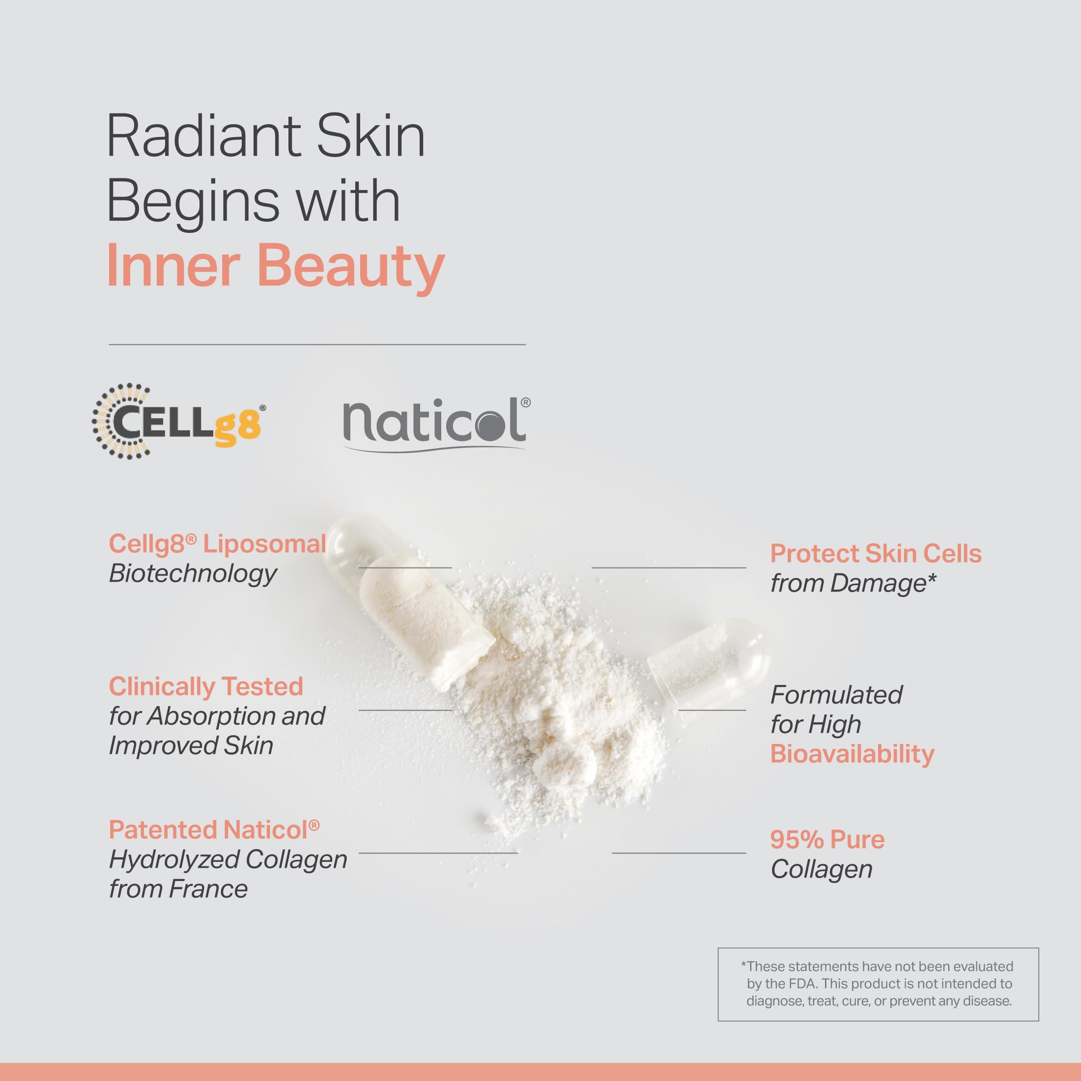 Anew Vita Liposomal Glutathione with Naticol collagen detail highlighting premium marine protein.