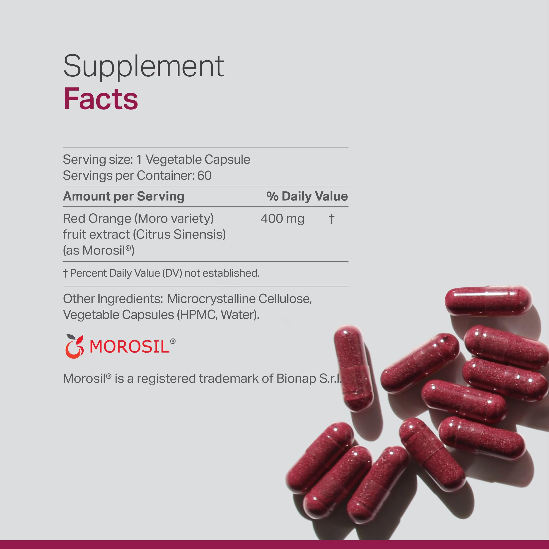 Anew Vita Morosil capsules close-up highlighting plant-based nutrition.