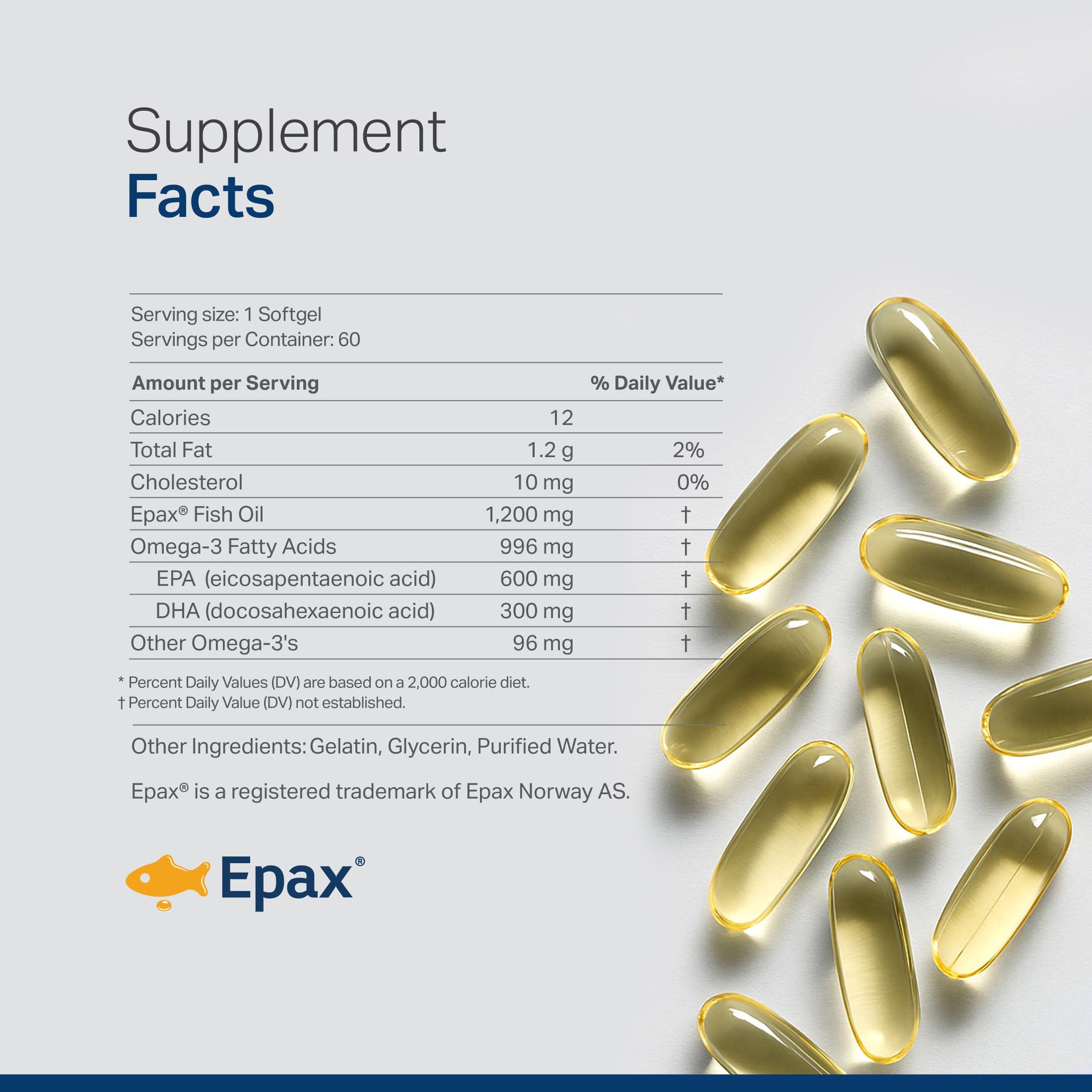 Anew Vita Omega-3 label closeup displaying 1200 mg per softgel and EPA/DHA.