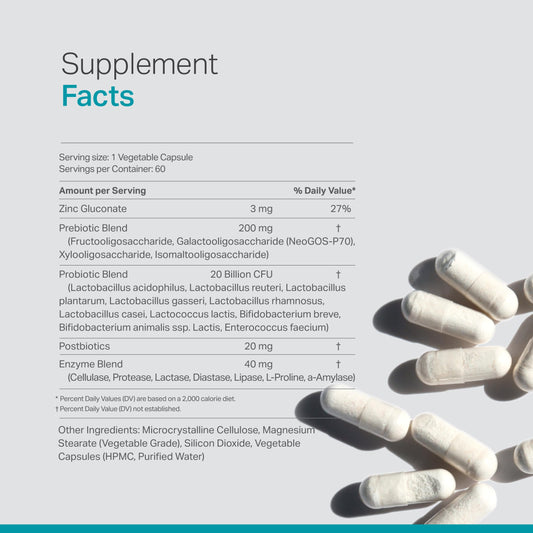 Anew Vita 5-in-1 Digestive Enzymes Zinc softgel focus for digestion