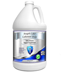 Angels Lab Colloidal Silver bottle close-up highlighting clarity and purity for easy use.