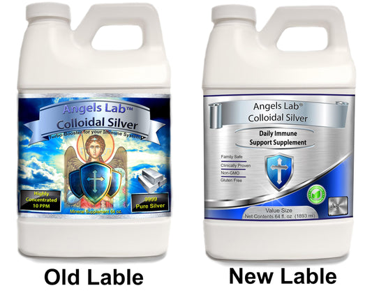 Angels Lab Colloidal Silver bottle being poured for refilling and practical use.