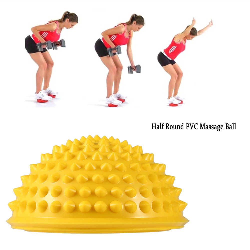 ANGGREK half round massage ball yellow packaging shows portable wellness tool ready to travel