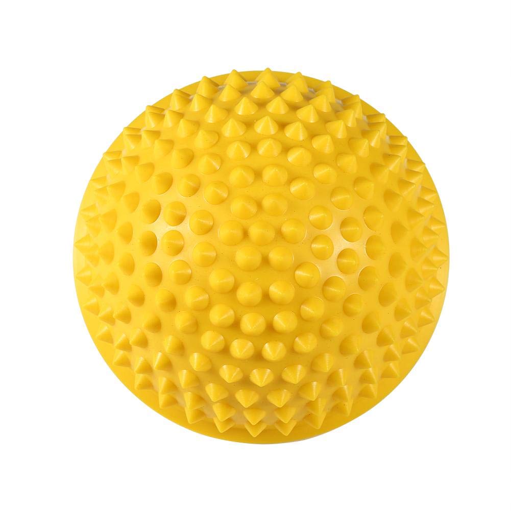 ANGGREK half round massage ball yellow side grip demonstrates secure handling during self massage