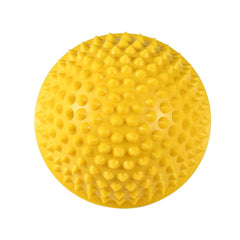ANGGREK half round massage ball yellow side grip demonstrates secure handling during self massage