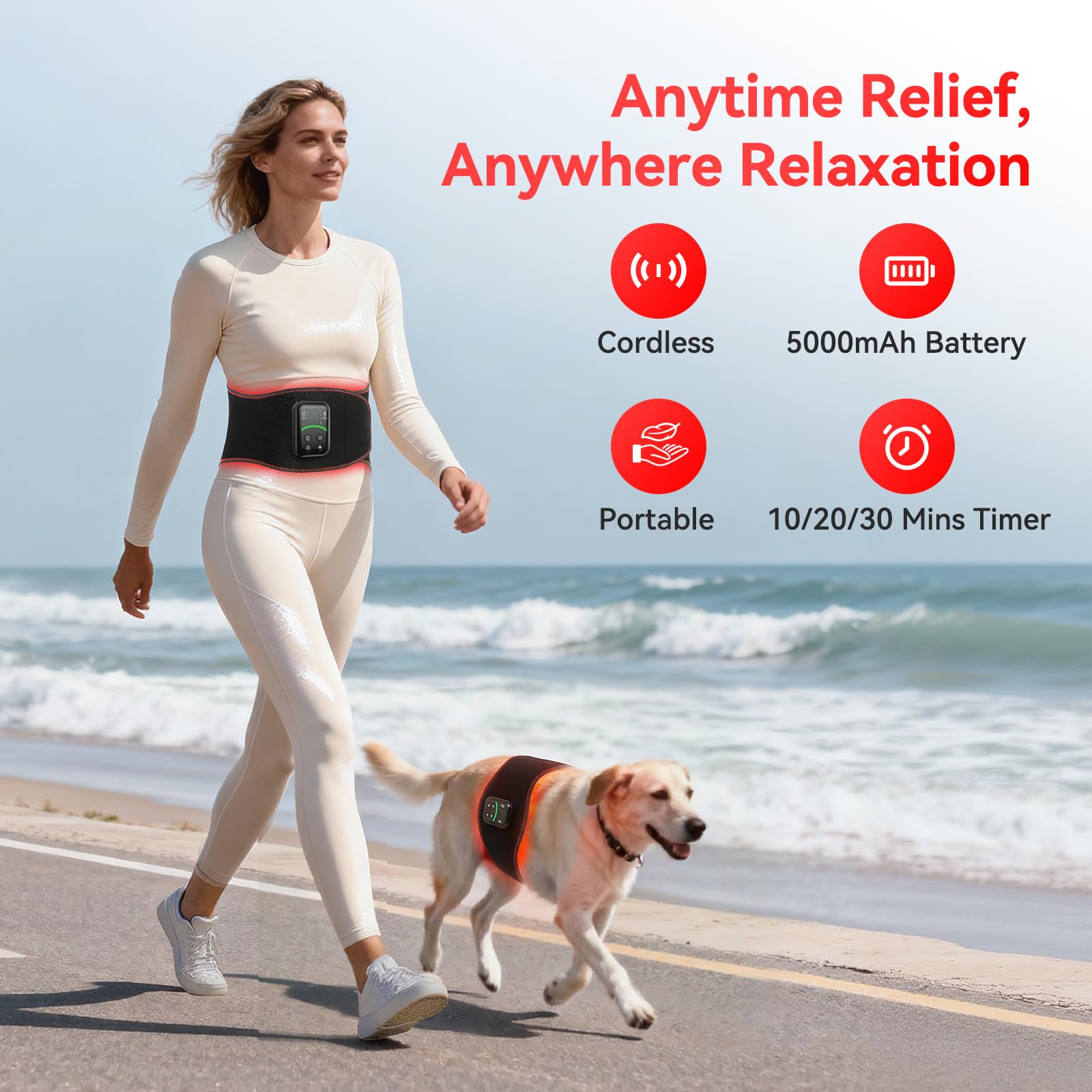 ANHOM cordless 5000mAh belt enables long sessions on the go.