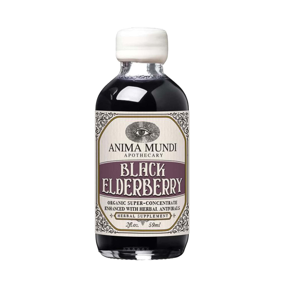 Anima Mundi Apothecary black elderberry syrup bottle for daily immune support.