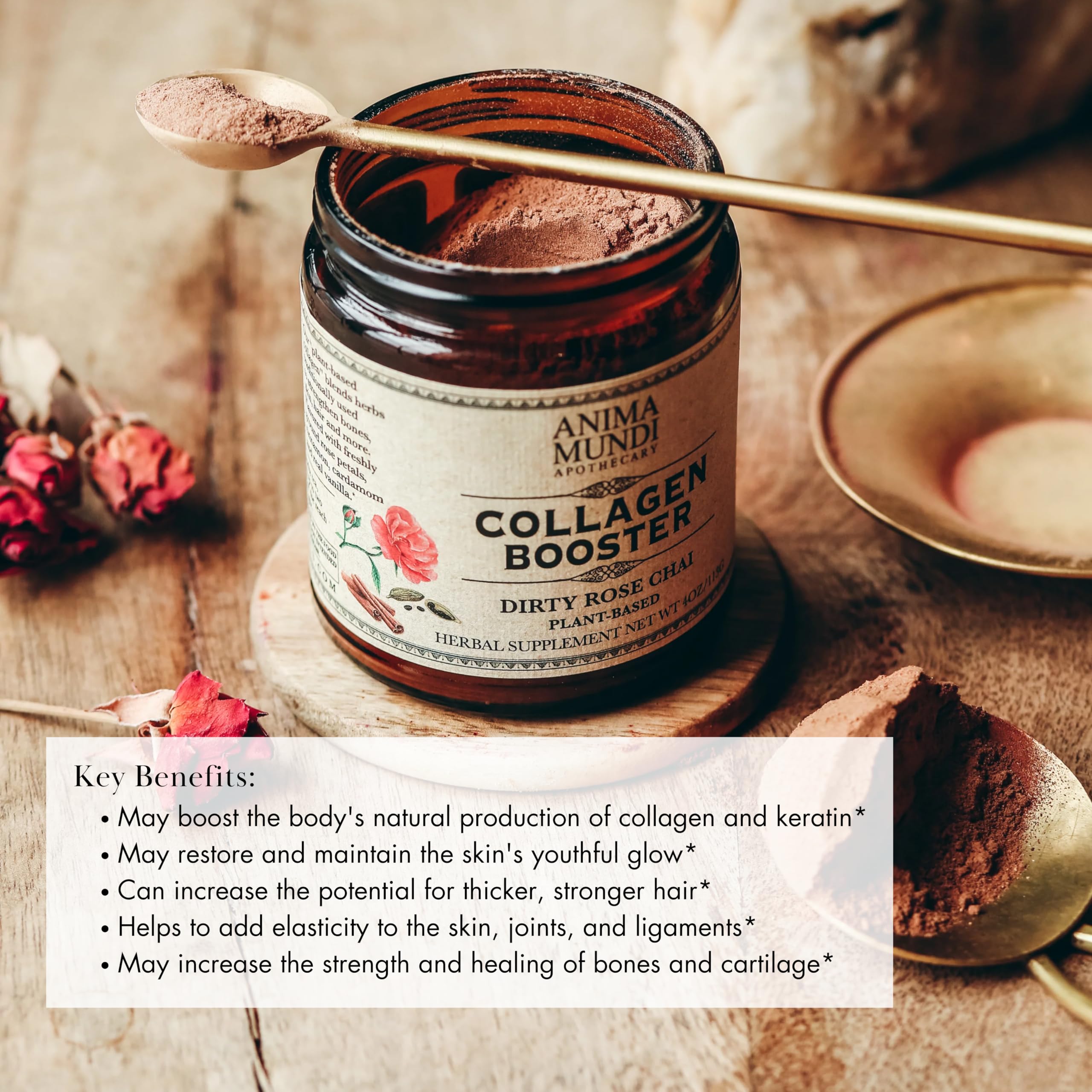 Scoop of Dirty Rose Chai powder ready for an easy mix