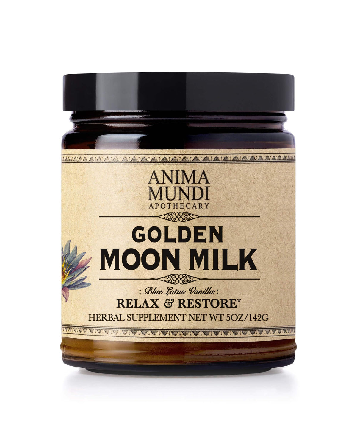 Anima Mundi Golden Moon Milk tin with turmeric aroma for a calming evening ritual