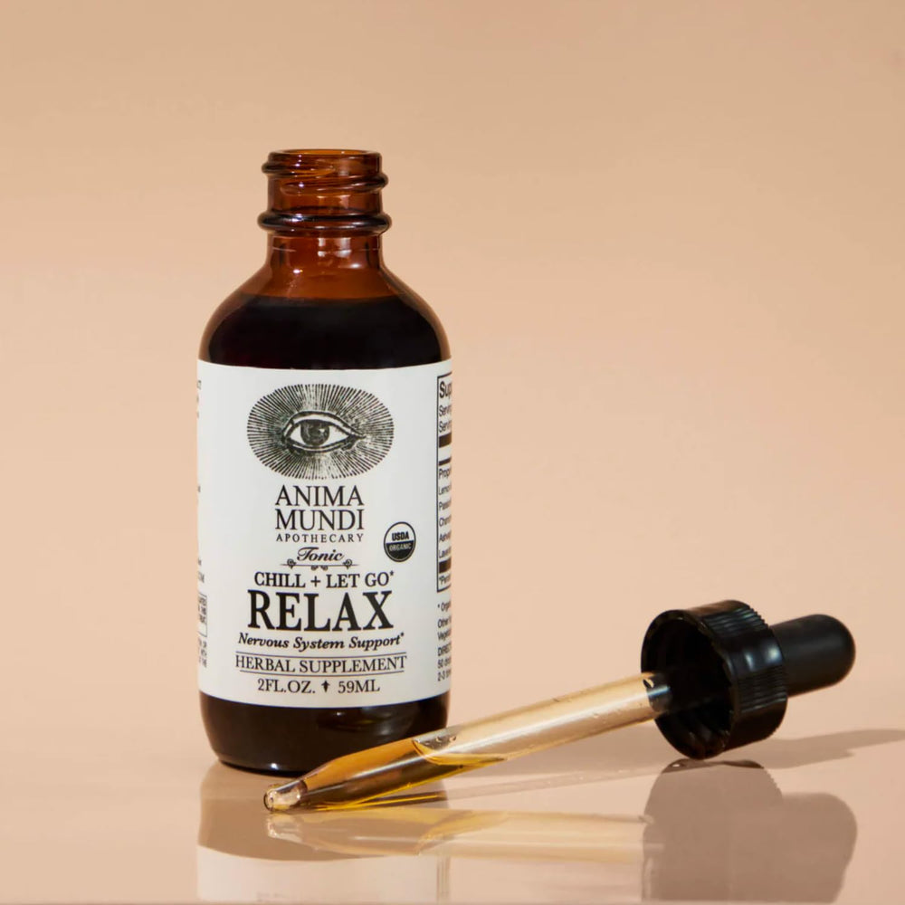 Anima Mundi Relax Tonic drops bottle for easy dosing and calm moments