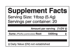 Anima Mundi Suma Root Powder smoothie glass highlights versatile use.