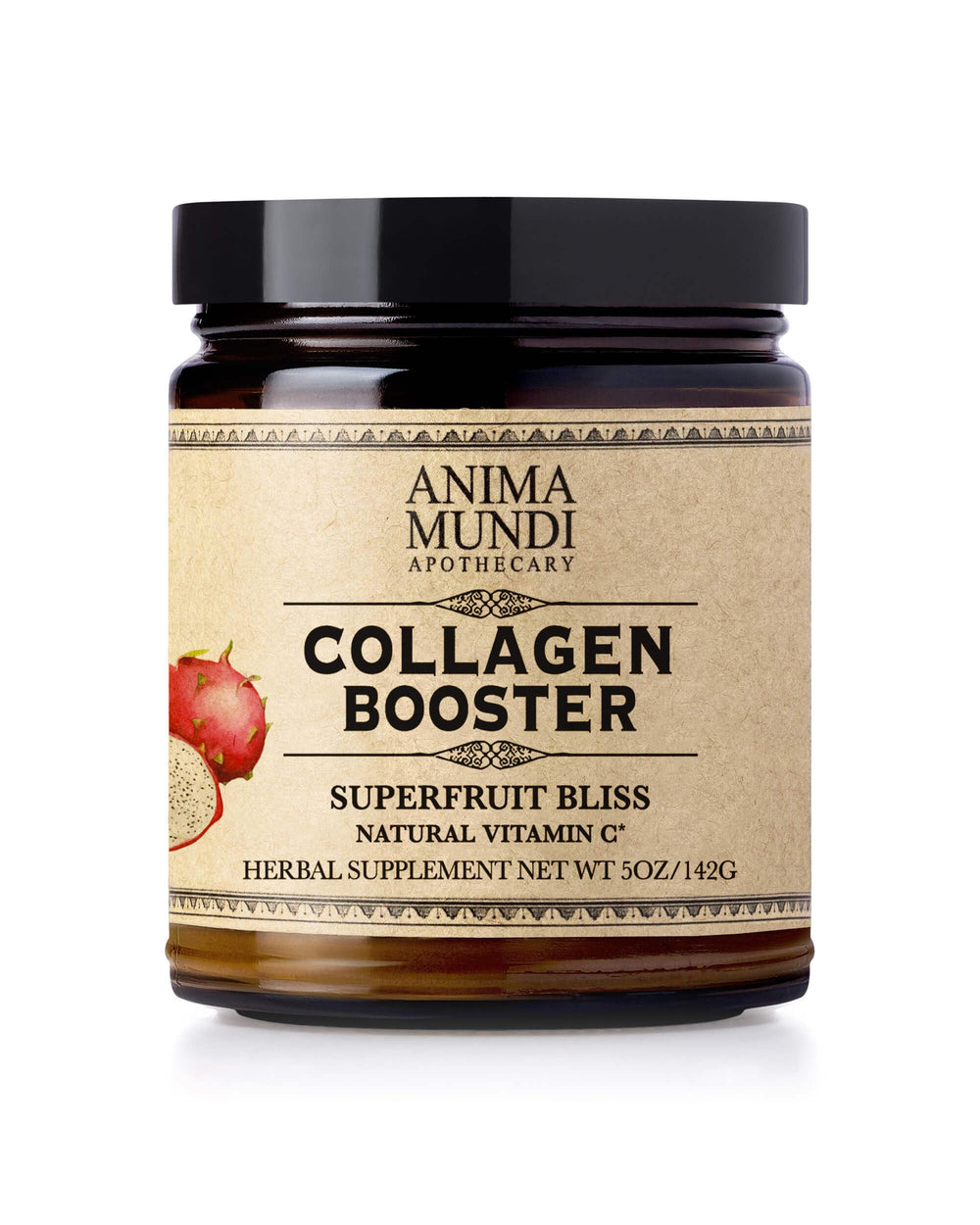 Anima Mundi Apothecary Superfruit Bliss tub front promoting vegan collagen support for skin.