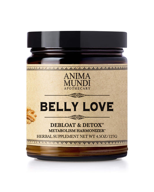 Anima Mundi Belly Love powder tub labeled for easy digestion and use