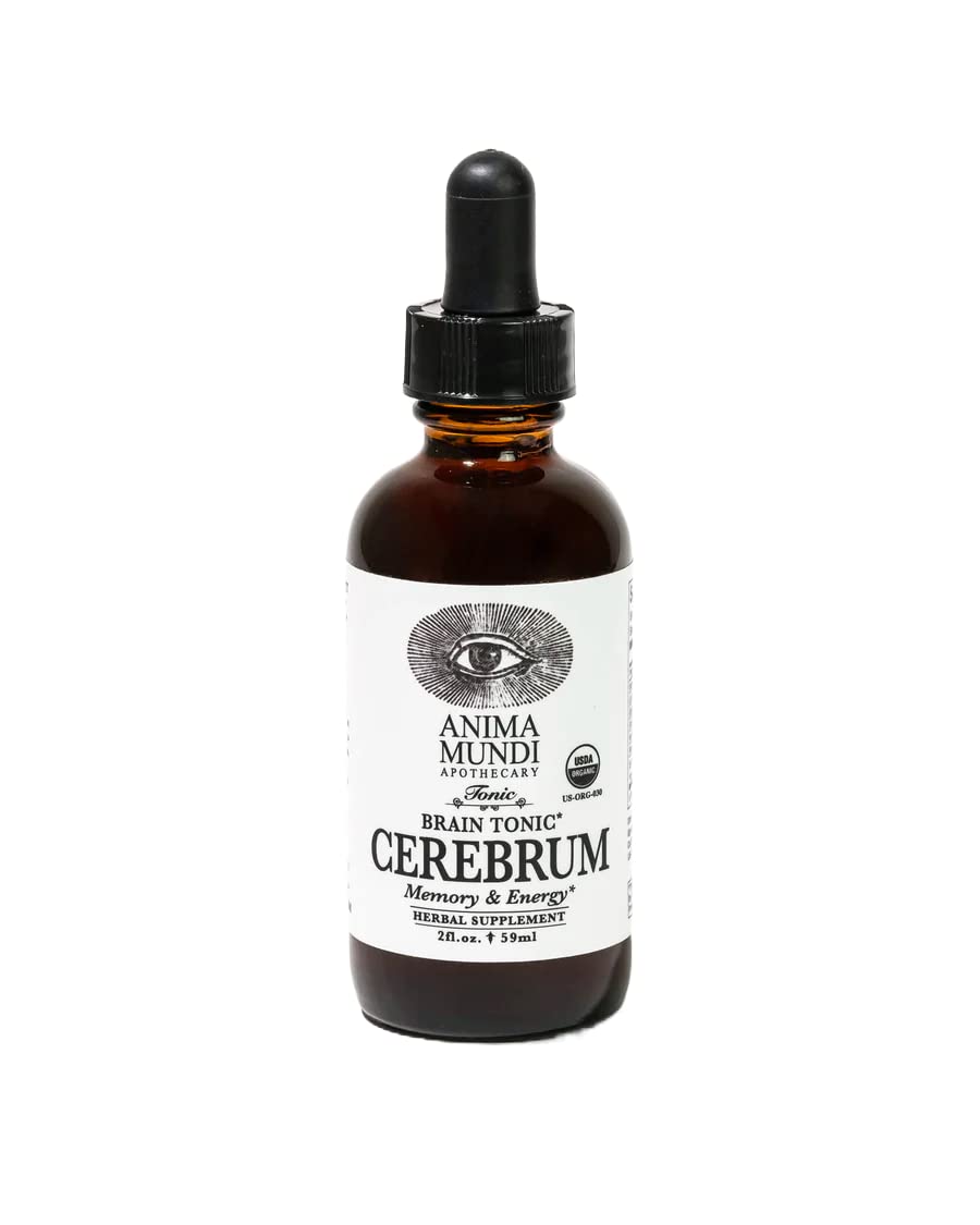 Anima Mundi Cerebrum brain tonic bottle shown for daytime focus support.