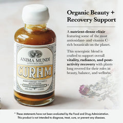 Anima Mundi Curam elixir amber bottle on a sunlit counter