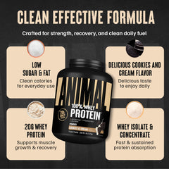 Animal 100% Whey vanilla powder offers versatile breakfast option.