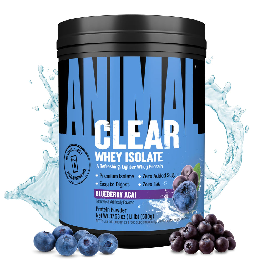 Animal Clear Whey Isolate bottle for a smooth protein boost after workouts.