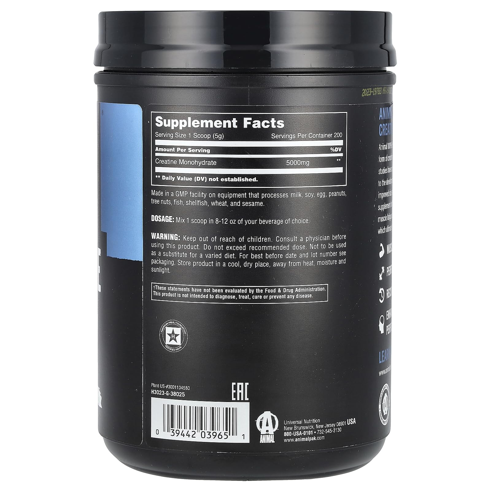 Animal Creatine powder being mixed into water for training energy.