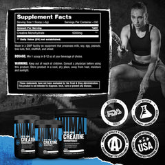 Close-up of the fine micronized texture of Animal Creatine Monohydrate