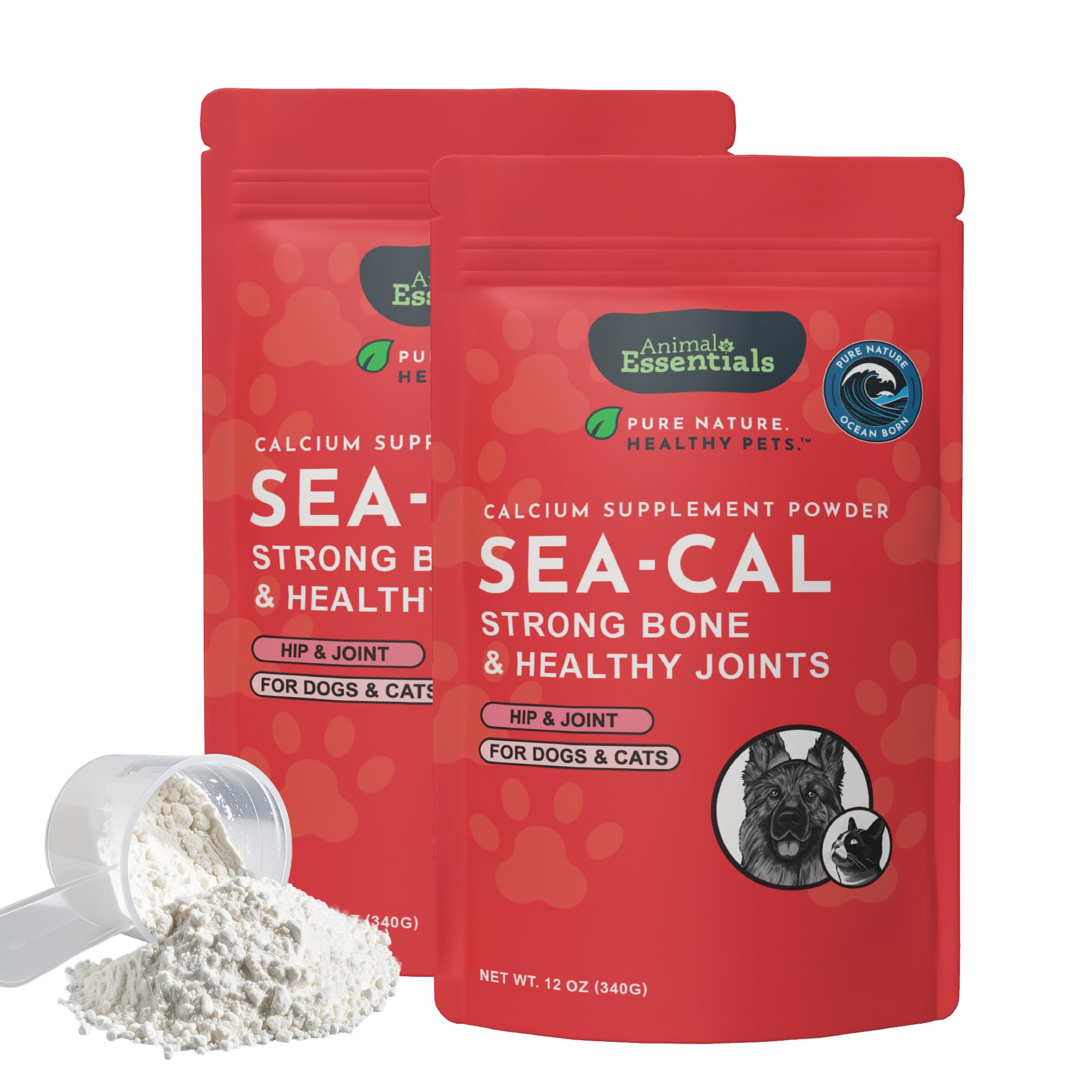 Animal Essentials Seaweed Calcium 2-pack bottle for easy patient feeding