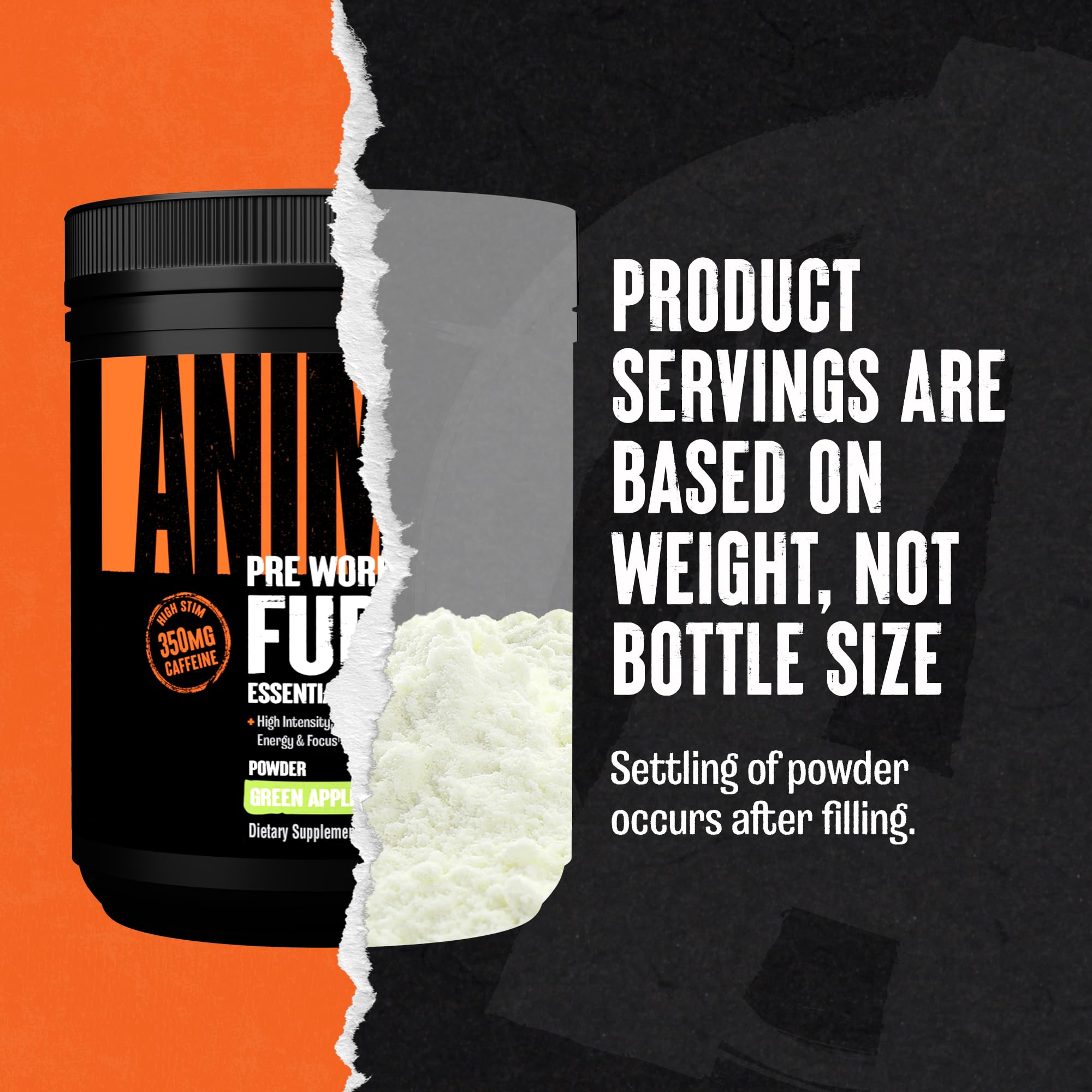 Glass of Animal Fury Green Apple pre-workout ready for a workout session.
