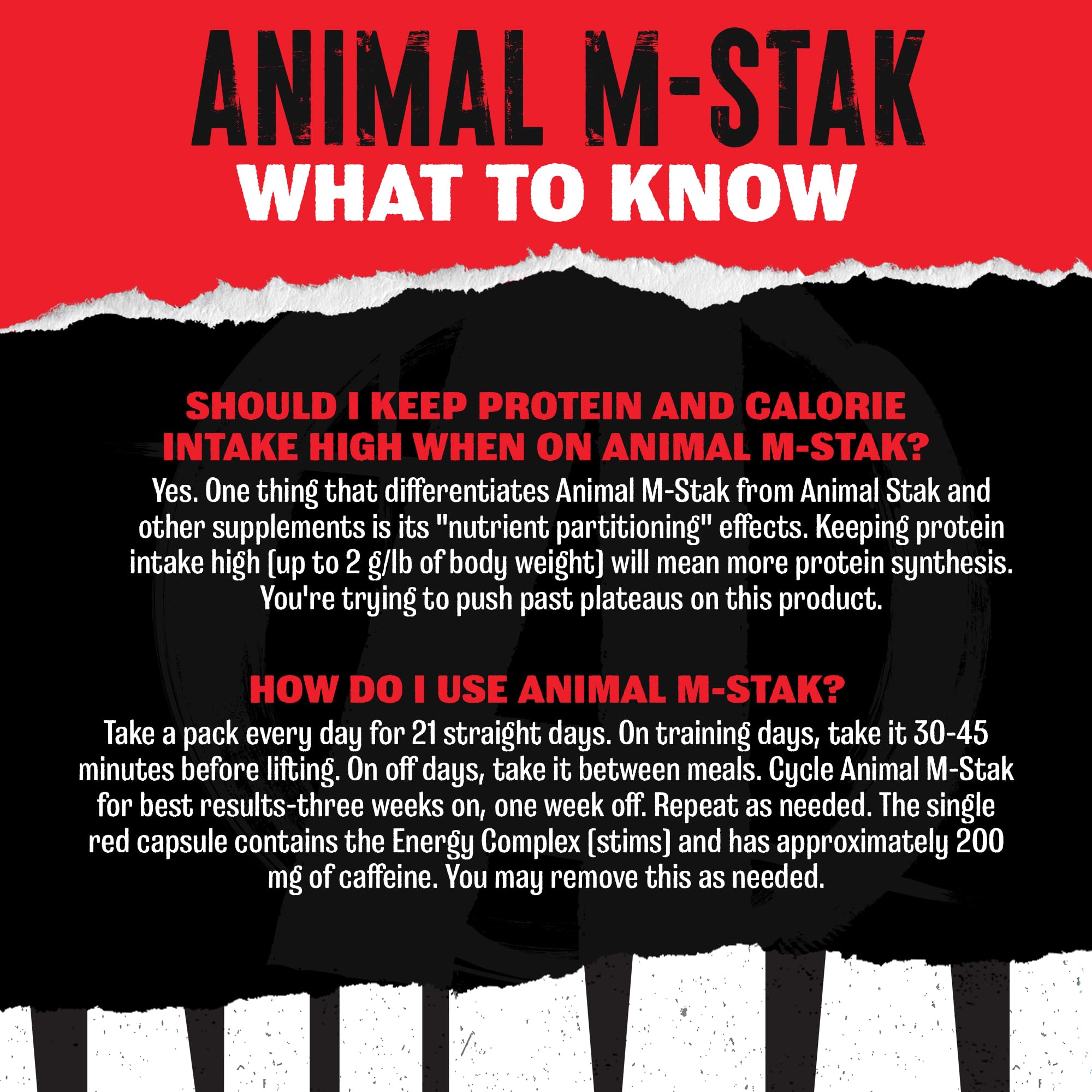 Animal M-Stak label highlights GMP certification and safety testing