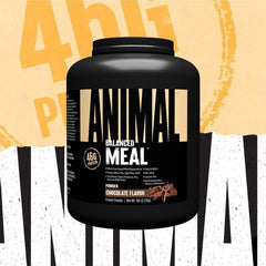 Animal Meal shake being stirred in a glass signals digestible, balanced nutrition