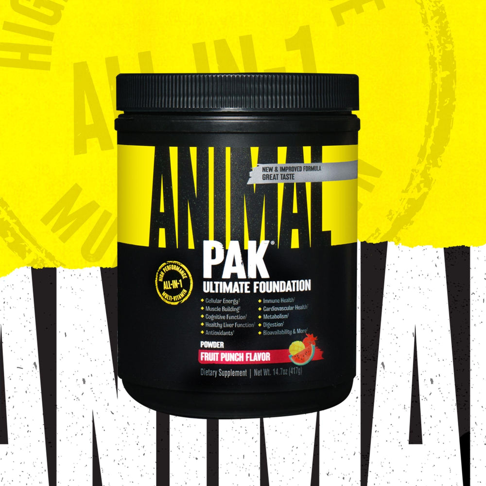 Animal Pak ingredients panel with vitamins, minerals, amino acids for broad daily nutrition.