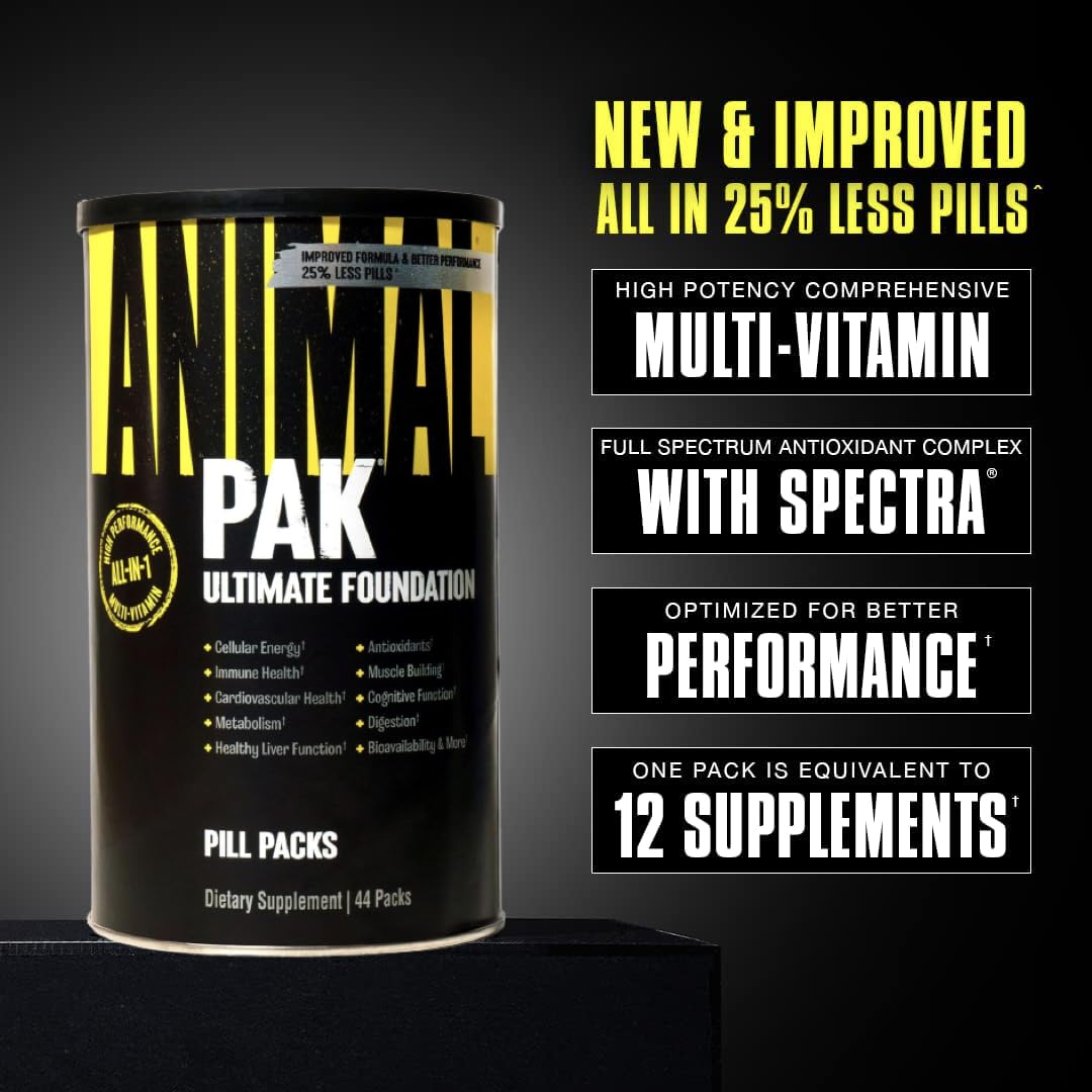Animal Pak tin packaging keeps vitamins organized and ready