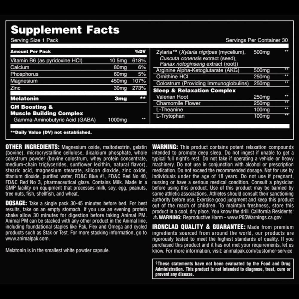 Animal PM 30-day supply packaging supports consistent nightly routine