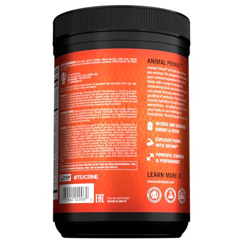 Animal Primal New Blood Orange flavor in glass signaling refreshing taste and energy boost.