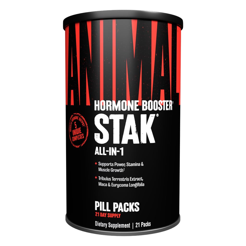 Animal Stak packaging front ready for a 21 day cycle to support lean muscle goals.