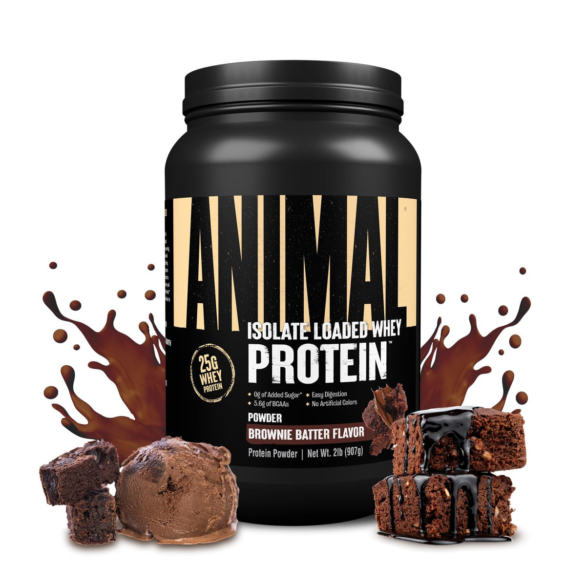 Animal Whey Isolate brownie batter powder — smooth texture and 25g protein per serving for recovery.