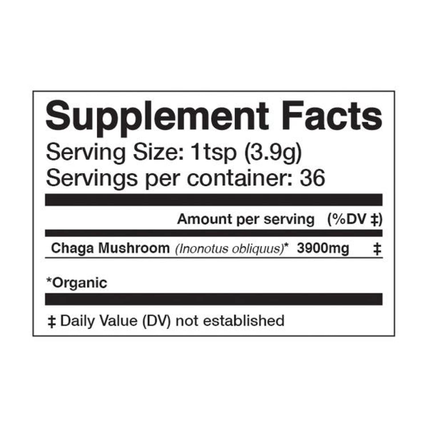 Anima Mundi Chaga powder label noting organic, GMO-free formula.
