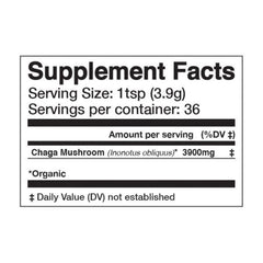 Anima Mundi Chaga powder label noting organic, GMO-free formula.