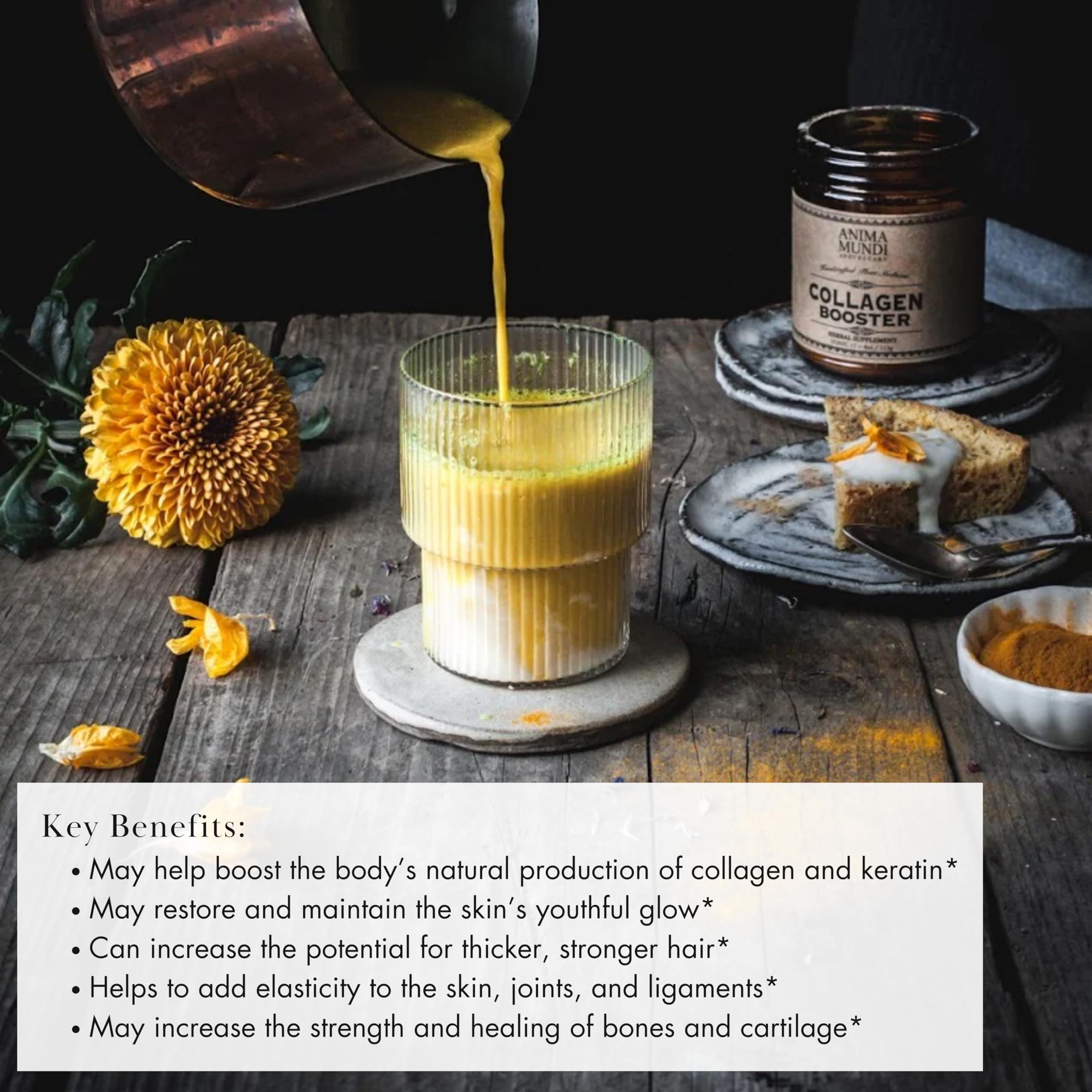 Anima Mundi vegan collagen powder scoop included for precise daily serving.