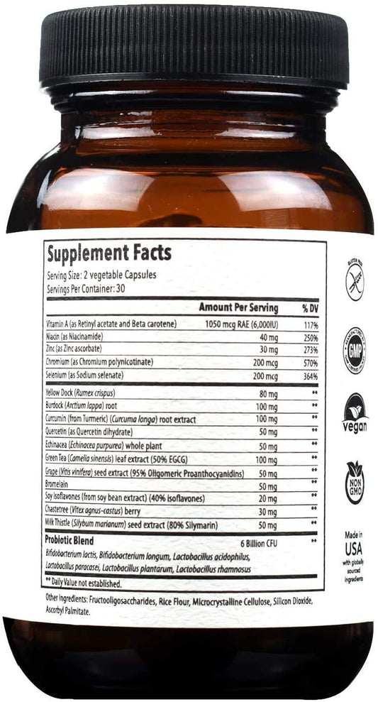 ANIRVA Clear Derm capsules close-up highlighting vegan, gluten-free formula.