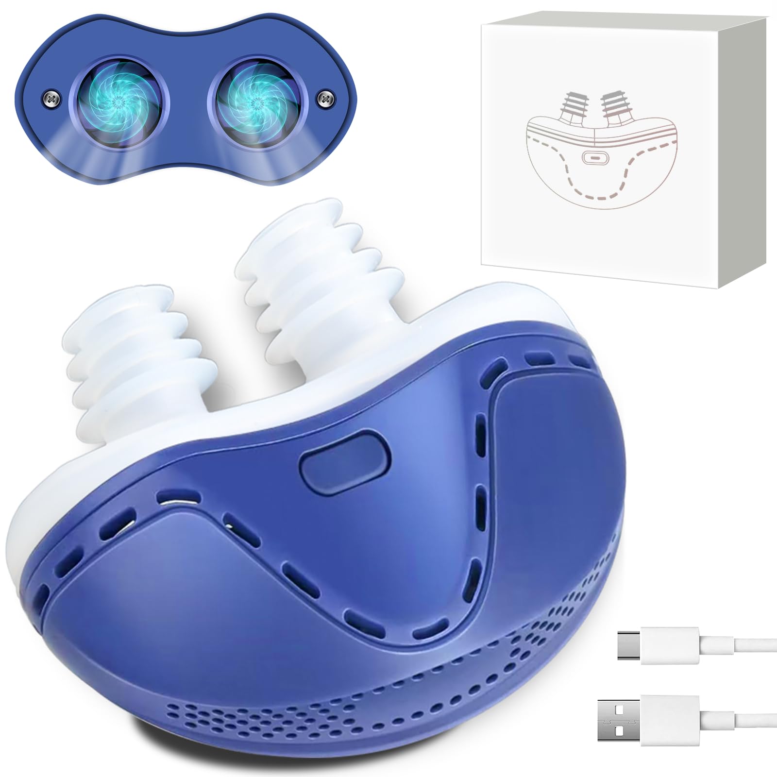 Anitiate Mini device inserted in the nose for smoother breathing at night.