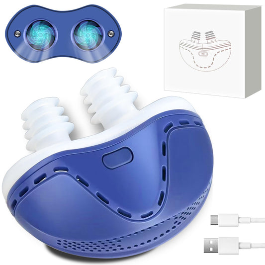 Anitiate Mini device inserted in the nose for smoother breathing at night.