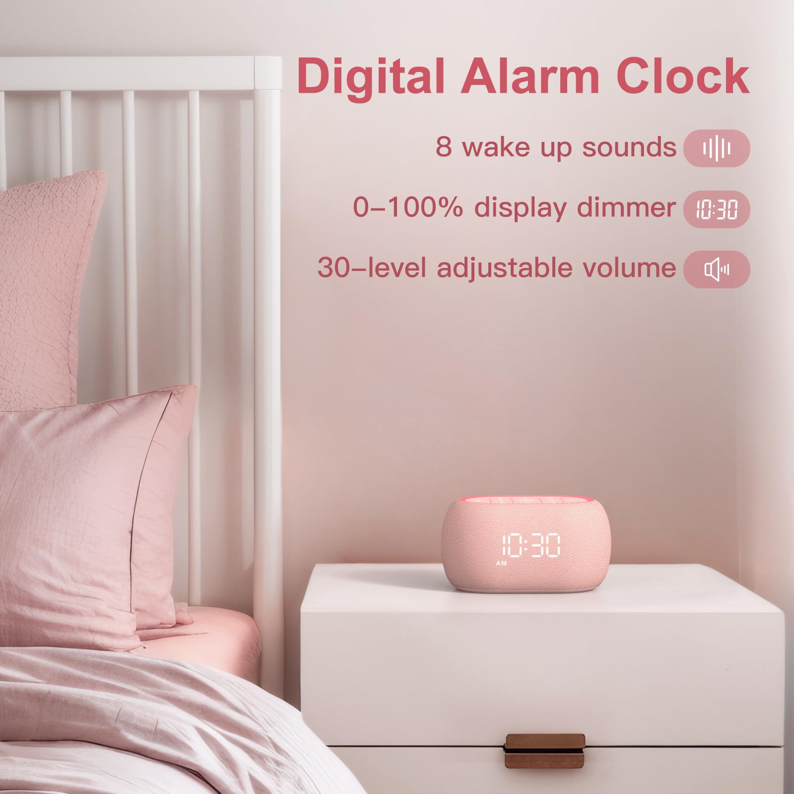 ANJANK sleep timer four settings pink bedside companion
