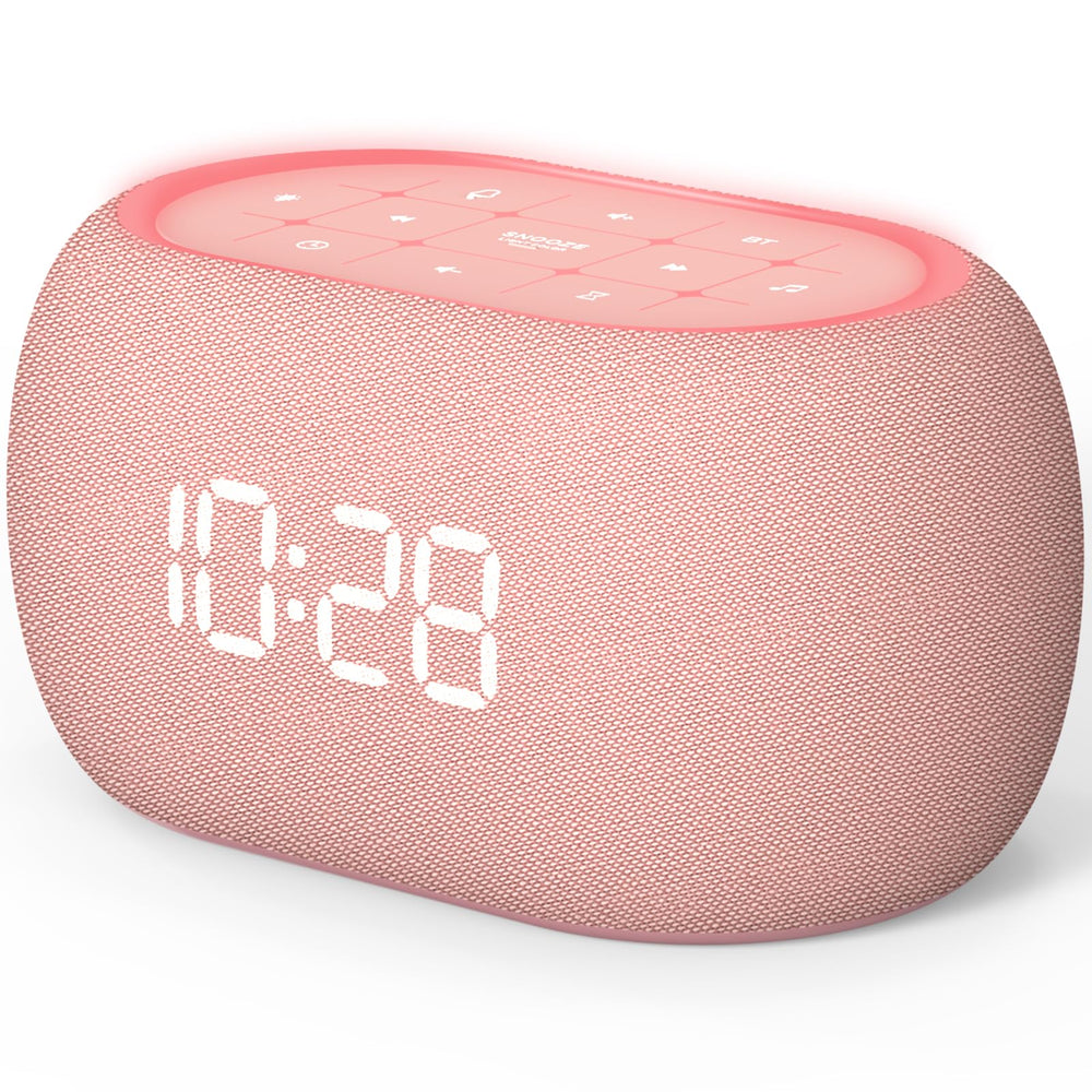 ANJANK white noise sound machine pink front view for calm sleep and easy alarm access