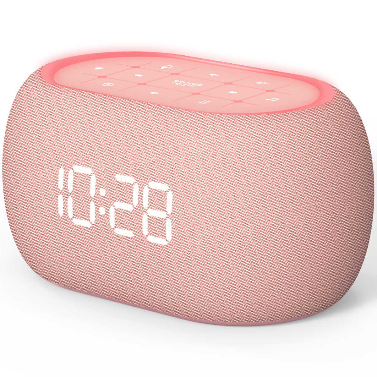 ANJANK white noise sound machine pink front view for calm sleep and easy alarm access
